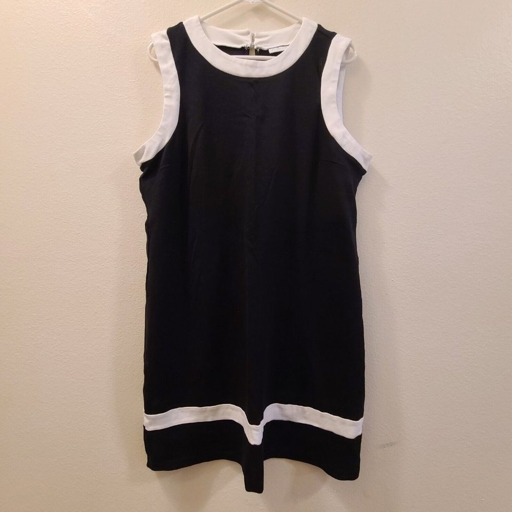 New York & Co. Dress Size XL Sleeveless Sheath Black White Geometric Lightweight